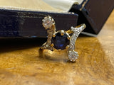 Antique French Burmese Sapphire and Diamond Ring