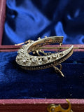 Victorian 15ct Gold and Silver Diamond Crescent brooch