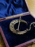 Victorian 15ct Gold and Silver Diamond Crescent brooch