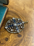 Victorian Sapphire and Diamond Cross Pendant