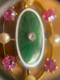 Edwardian Guilloché Enamel Diamond and Pearl Locket Pendant