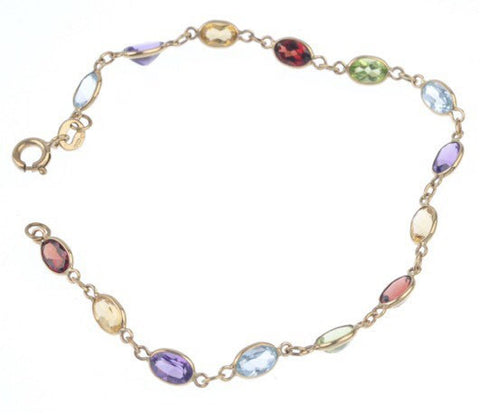 Beautiful multi gemstone bracelet in 9ct Gold - Ishy Antiques