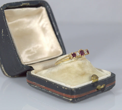 Victorian Ruby and Diamond 18ct gold Ring - Ishy Antiques