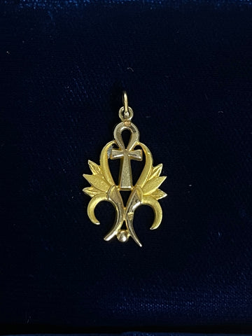 18ct Gold Lotus Ankh Pendant