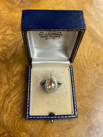 Yellow Diamond Pear Shaped Ring
