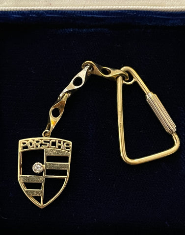9ct Gold Porsche Key Chain With Carabiner