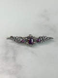 Reserved Edwardian Garnet and Diamond Winged Brooch