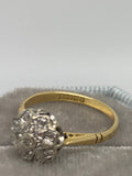 Vintage 18ct star shaped diamond cluster ring