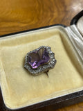 Victorian Amethyst and Diamond Shield Brooch / Pendant