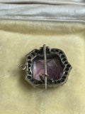 Victorian Amethyst and Diamond Shield Brooch / Pendant