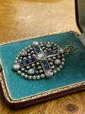 Victorian Sapphire and Diamond Cross Pendant