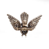 Victorian 12kt Gold and Silver Bird Brooch with Rose Cut Diamonds and Ruby Eyes