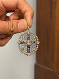 Victorian Sapphire and Diamond Cross Pendant