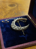 Victorian 15ct Gold and Silver Diamond Crescent brooch