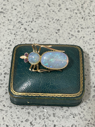 Vintage Gold Opal Bug Brooch