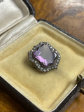 Victorian Amethyst and Diamond Shield Brooch / Pendant