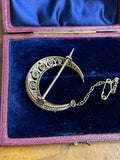 Victorian 15ct Gold and Silver Diamond Crescent brooch