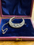 Victorian 15ct Gold and Silver Diamond Crescent brooch