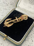 Vintage 18ct Gold Naval Fouled Anchor with Crown Brooch