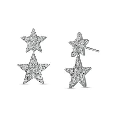 1ct Diamond Double Star Earrings
