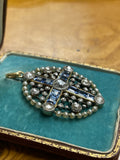 Victorian Sapphire and Diamond Cross Pendant