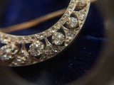 Victorian 15ct Gold and Silver Diamond Crescent brooch