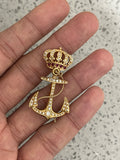 Vintage 18ct Gold Naval Fouled Anchor with Crown Brooch