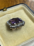 Victorian Amethyst and Diamond Shield Brooch / Pendant