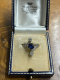 Antique French Burmese Sapphire and Diamond Ring