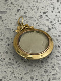 15ct Gold Victorian Green Guilloché Enamel, Diamond and Pearl Locket