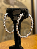 Certified 3ct Natural Diamond Inside and Out Hoop Earrings
