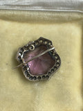Victorian Amethyst and Diamond Shield Brooch / Pendant