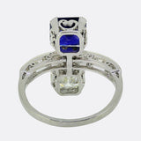 Art Deco Sapphire and Diamond Two Stone Ring