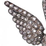 Victorian 12kt Gold and Silver Bird Brooch with Rose Cut Diamonds and Ruby Eyes