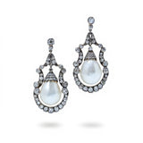 Victorian Natural Pearl and Diamond Drop Earrings