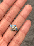 Blue Enamel Victorian Pearl and Diamond Ring - Forget Me Not