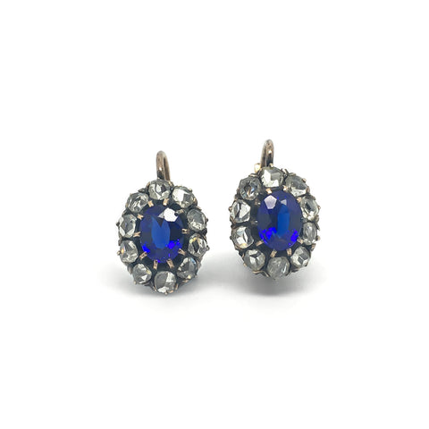 19th Century Rose Cut Diamond rose gold Cluster Earrings