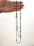 19th Century Cut Steel Bead and Silk Necklace