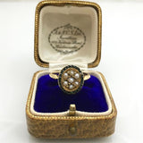 Victorian 15ct Gold Emerald & Pearl Cluster Ring - Ishy Antiques