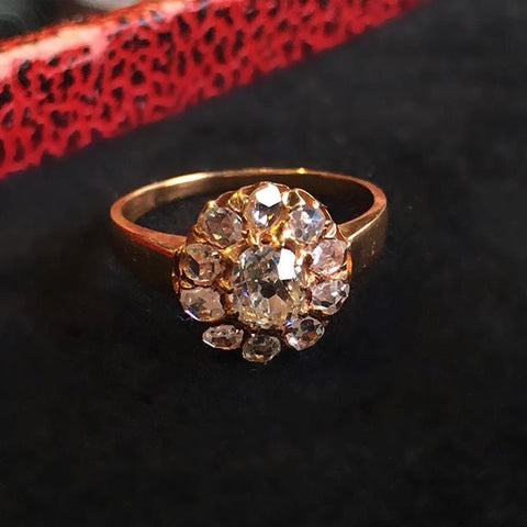 Reserved for J. Old cut and rose cut Diamond Cluster Ring - Dutch - Ishy Antiques
