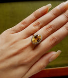 Golden Topaz Diamond Gold Cocktail Ring