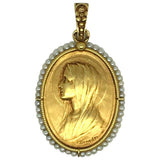 Paul Emile Brandt Gold Pendant Necklace Depicting Mary