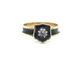 18ct Gold Victorian Black Enamel and Diamond Mourning Ring