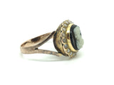 Victorian Agate Cameo Ring with Seed Pearl border