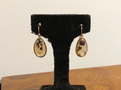 14ct Gold Antiques Moss Agate Earrings