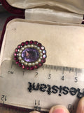 Georgian Garnet, Amethyst and Pearl Brooch