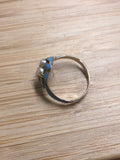 Blue Enamel Victorian Pearl and Diamond Ring - Forget Me Not