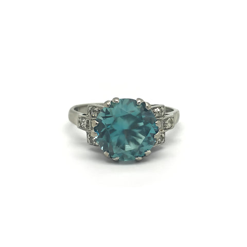 Bravingtons Art Deco Zircon Diamond white gold platinum Ring