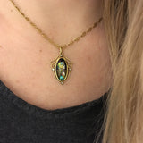 Antique Limoges Enamelled Lady on 18ct Chain