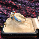 Blue Enamel Victorian Pearl and Diamond Ring - Forget Me Not
